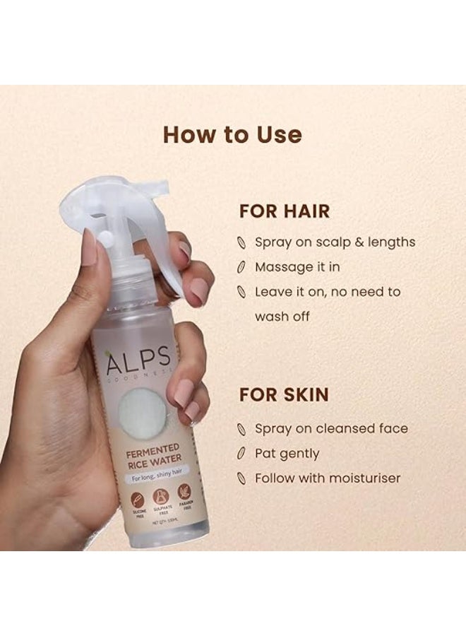 ALPS GOODNESS Fermented Rice Water | Spray for Hair and Skin, Glass Skin and Shiny Hair | For Brigthter Skin | Replenishes Keratin (100ml) - Image 3